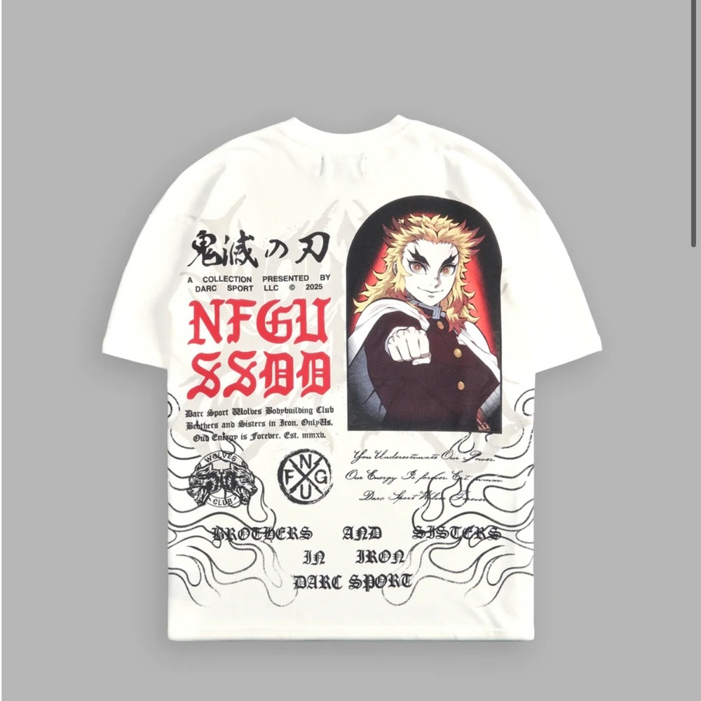 DARC SPORT - RENGOKU - FLAME PILLAR "PREMIUM" OVERSIZED TEE IN CREAM - Large